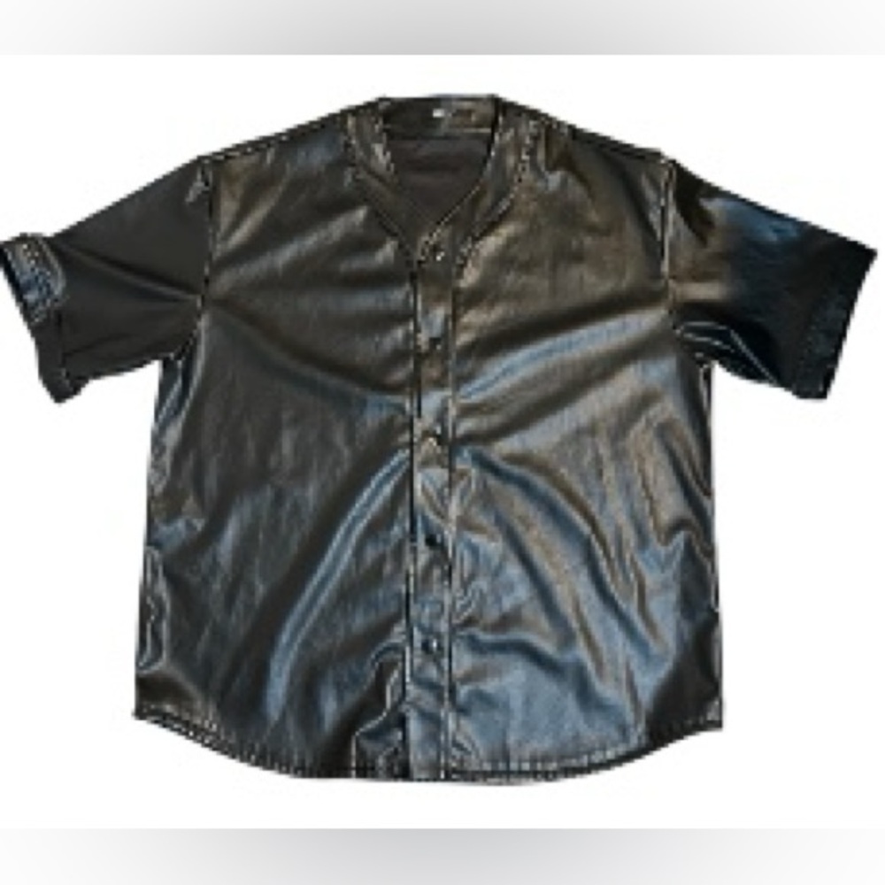 homerum faux leather short sleeve jersey Fashion Nova